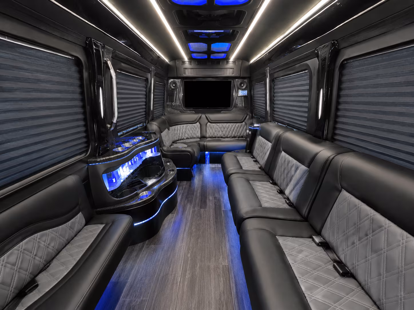 bellingham 28 passenger party bus inside