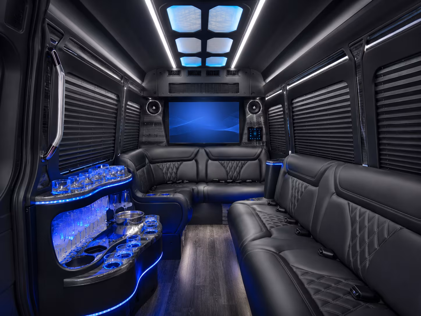 bellingham 40 passenger party bus interior